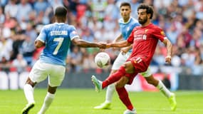 Raheem Sterling et Mohamed Salah lors du match entre Manchester City et Liverpool, le 4 août 2019