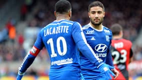 Lacazette et Fekir, deux des trois buteurs lyonnais à Guingamp
