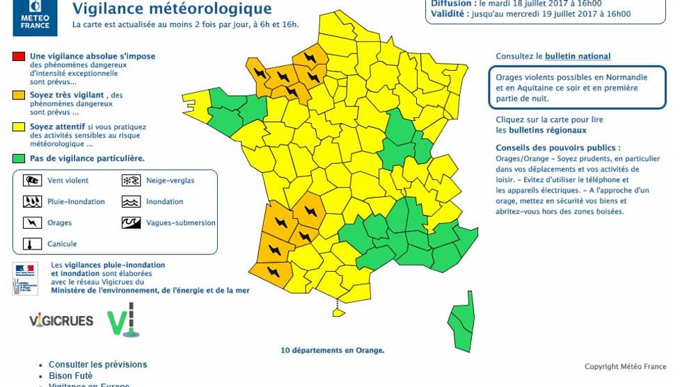 Alerte orange aux orages