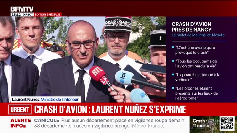 Crash d'avion près de Nancy: "Ici, l'émotion est intense et palpable", déclare Laurent Nuñez