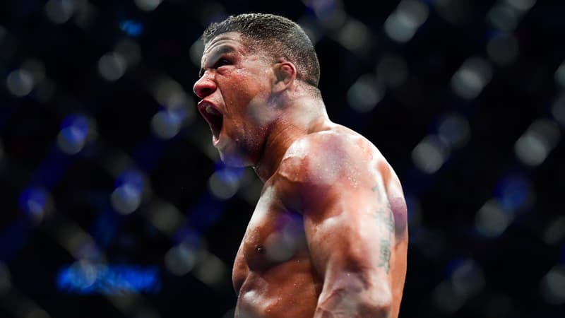 La joie de Gilbert Burns après sa victoire contre Stephen Thompson, en 2021.