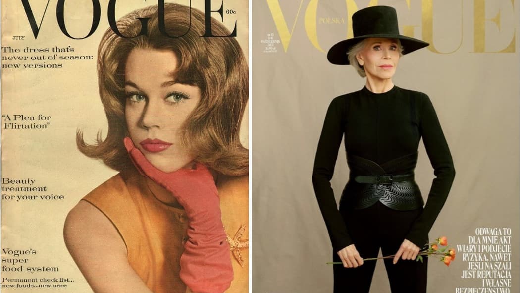 Jane Fonda dans Vogue en 1959 et en 2021 Jane Fonda dans Vogue en 1959 et en 2021