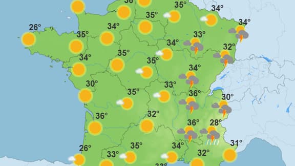 Météo de l'après-midi de ce lundi 30 juin 2025. Météo de l'après-midi de ce lundi 30 juin 2025.