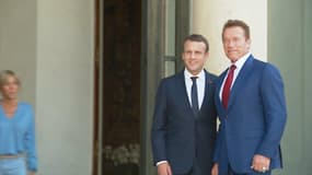 Arnold Schwarzenegger reçu à l'Élysée par Emmanuel Macron