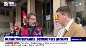 Grève du 23 mars: un tractage syndicale devant l'hôtel de ville de Lyon