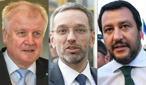 Les ministres de l'Intérieur allemand Horst Seehofer, autrichien Herbert Kickl et italien Matteo Salvini. Les ministres de l'Intérieur allemand Horst Seehofer, autrichien Herbert Kickl et italien Matteo Salvini.