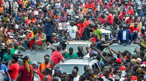 Manifestation contre le troisième mandat du président Alpha Condé à Conakry, en Guinée, le 24 octobre 2019 Manifestation contre le troisième mandat du président Alpha Condé à Conakry, en Guinée, le 24 octobre 2019