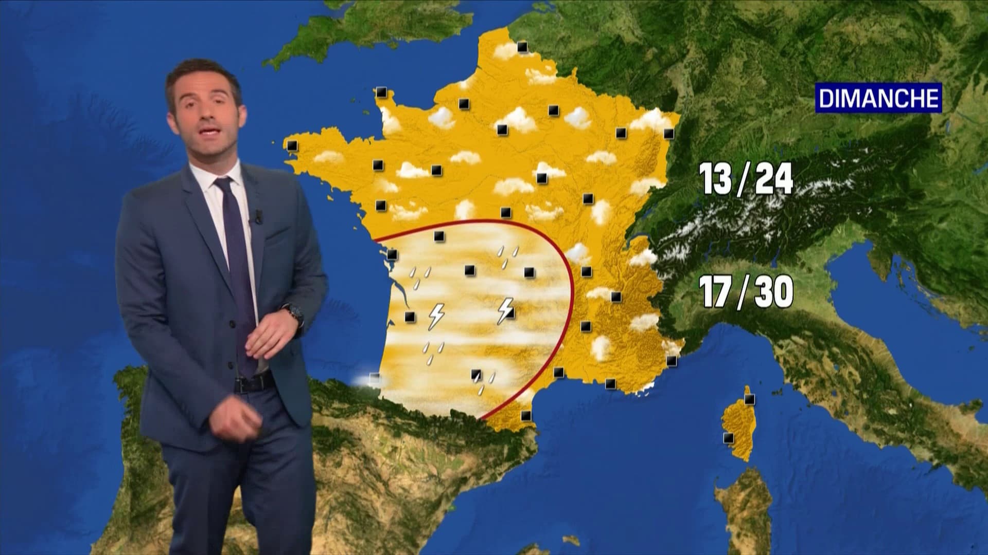 La météo attendue pour le dimanche 12 juin 2022.