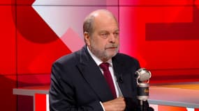 Le ministre de la Justice Éric Dupond-Moretti, invité de BFMTV-RMC ce jeudi 12 octobre 2023.