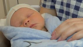 Un bébé ukrainien en Pologne, le 3 mars 2022. 