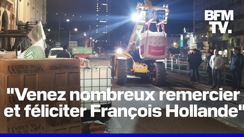 La permanence de François Hollande emmurée par des agriculteurs à Tulle