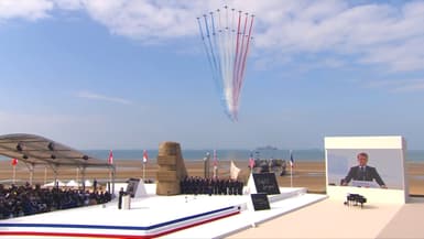 Les images de la Patrouille de France et des Red Arrows de la Royal Air Force le 6 juin 2024 à Omaha Beach.