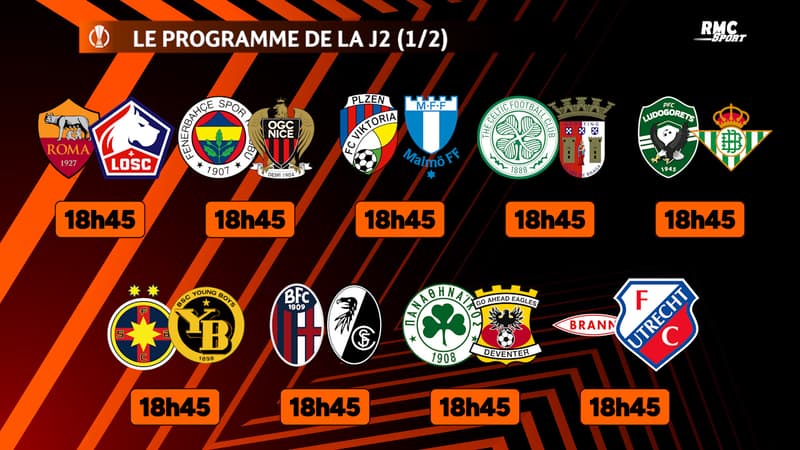 Ligue Europa : Le programme de la J2 avec l'OL, Lille et Nice
