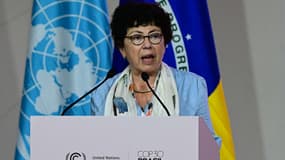 La ministre française de la Transition écologique Monique Barbut lors de la COP30, le mardi 18 novembre 2025 à Belém (Brésil). (Photo d'illustration)