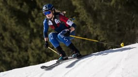 Emily Harrop a décroché l'argent dans le sprint des championnats du monde de ski-alpinisme jeudi 06/03/2025, à Morgins (Suisse)