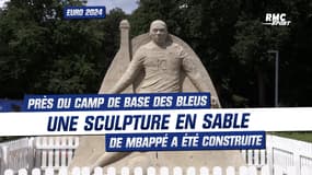 Euro 2024 : Une sculpture en sable de Mbappé, placée près du camp de base des Bleus