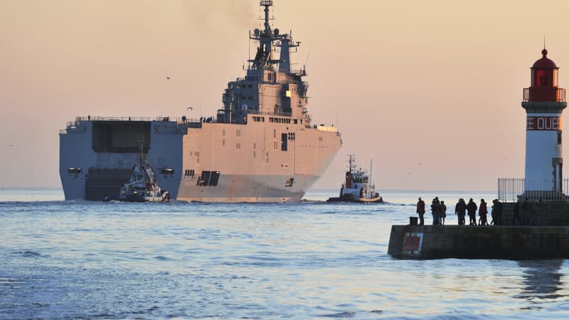 Le Vladivostok, premier des deux Mistral devant être livrés à la Russie, à Saint-Nazaire, le 5 mars 2014.