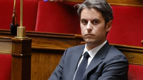 Le chef des députés Renaissance Gabriel Attal à l'Assemblée nationale le 29 avril 2025 