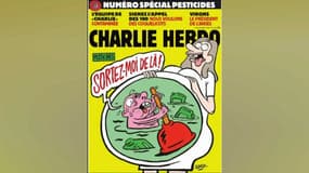 La Une du Charlie Hebdo consacré aux pesticides, à paraître le mercredi 12 septembre 2018. 