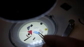 Des microplastiques sous un microscope d'un laboratoire de l'université britannique de Plymouth
en février 2023