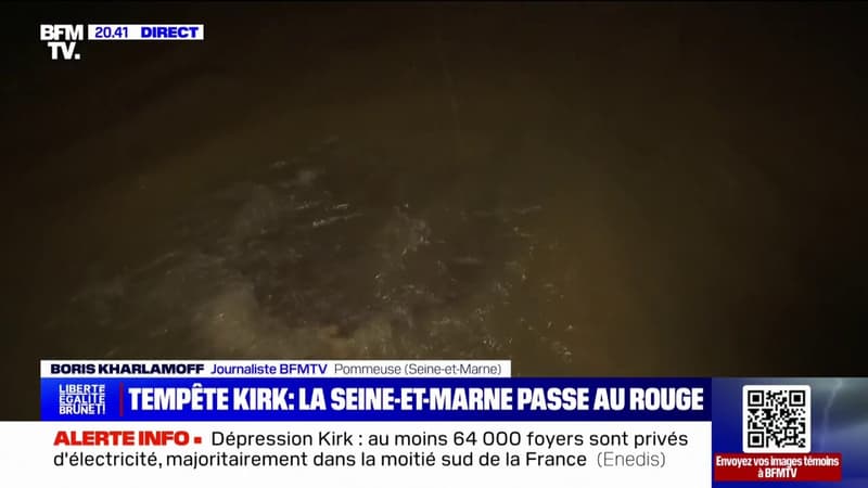 Dépression Kirk: la commune de Pommeuse (Seine-et-Marne) inondée par la crue de la rivière du Grand-Morin