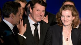 Nicolas Sarkozy avec Christian Estrosi et NKM à Bordeaux le 22 novembre 2014.
