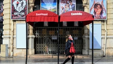Un cinéma fermé à Montpellier, le 13 novembre 2020 lors du deuxième confinement en France