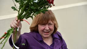 la lauréate du prix Nobel de littérature Svetlana Alexievitch, le 26 août 2020 à Minsk, au Bélarus