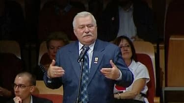 Lech Walesa, ancien président polonais, lors de la célébration du trentième anniversaire de Solidarnosc, en août 2010.