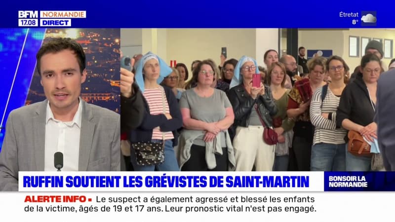 Caen: les soignants en grève à l'hôpital Saint-Martin, François Ruffin soutient les grévistes