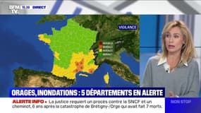 5 départements sont en vigilance orange pour risques d'orages et d'inondations