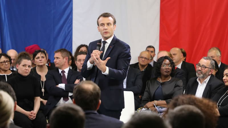Emmanuel Macron lors de son premier débat en banlieue, à Evry-Courcouronnes le 4 février 2019. (Photo d'illustration)