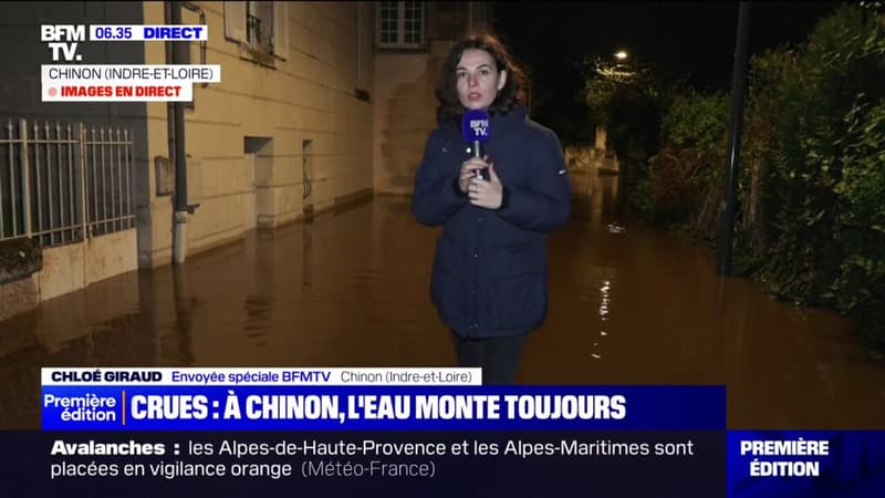 Crues en Indre-et-Loire: l'eau monte toujours à Chinon