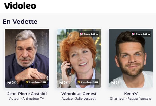 Personalities on the front page of the Vidoleo site.
