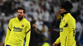 Lionel Messi et Antoine Griezmann avec le Barça, à Madrid le 1er mars 2020