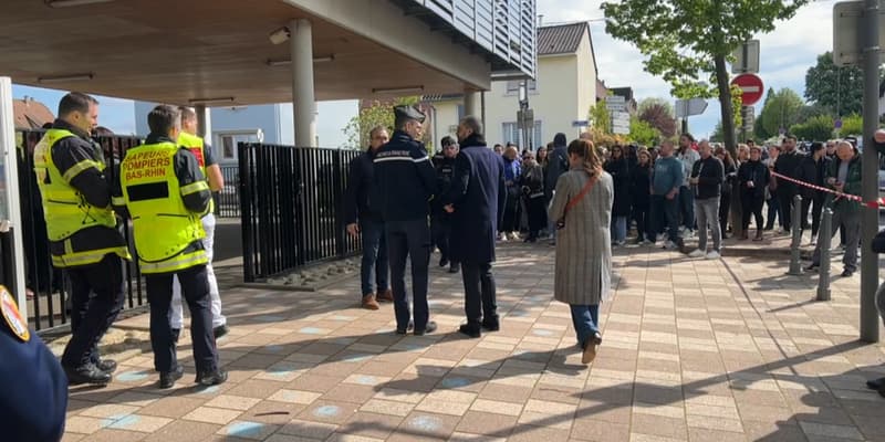 Des élèves confinés après l'agression au couteau de deux fillettes, jeudi 19 avril, à Souffelweyersheim dans le Bas-Rhin.
