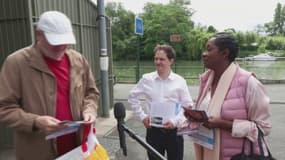 À Andrésy et Conflans-Sainte-Honorine (Yvelines), Babette de Rozières (LR/RN),  Nadia Hai (Renaissance) et Aurélien Rousseau (Nouveau Front populaire) en campagne accélérée pour les législatives