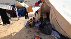 Un camp de déplacés à Khan Yunis, dans le sud de la bande de Gaza, le 19 octobre 2023