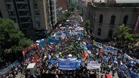 Manifestation contre Javier Milei le 24 janvier 2024 à Cordoba, en Argentine