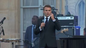 Emmanuel Macron à l'Elysee lors de la Fête de la musique le 21 juin 2024.