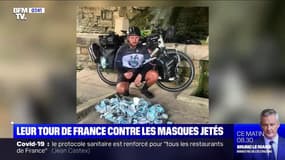 Ils parcourent la France à vélo et ramassent les masques jetés sur le bord des routes