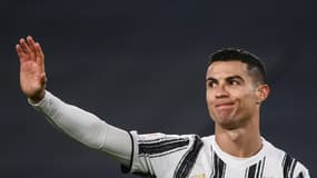 L'attaquant de la Juventus Turin Cristiano Ronaldo , lors de la demi-finale retour de la Coupe d'Italie face à l'Inter Milan, le 9 février 2021 à Turin