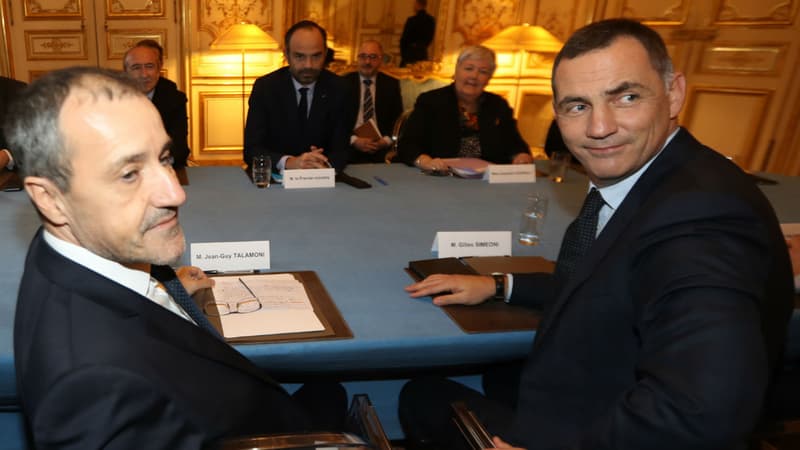 Jean-Guy Talamoni et Gilles Simeoni à Matignon