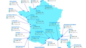 Carte de l'évolution des prix dans les stations balnéaires