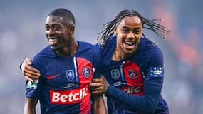 Ousmane Dembélé et Bradley Barcola avec le PSG en mai 2024