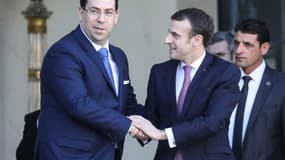 Youssef Chahed et Emmanuel Macron le 15 février 2019