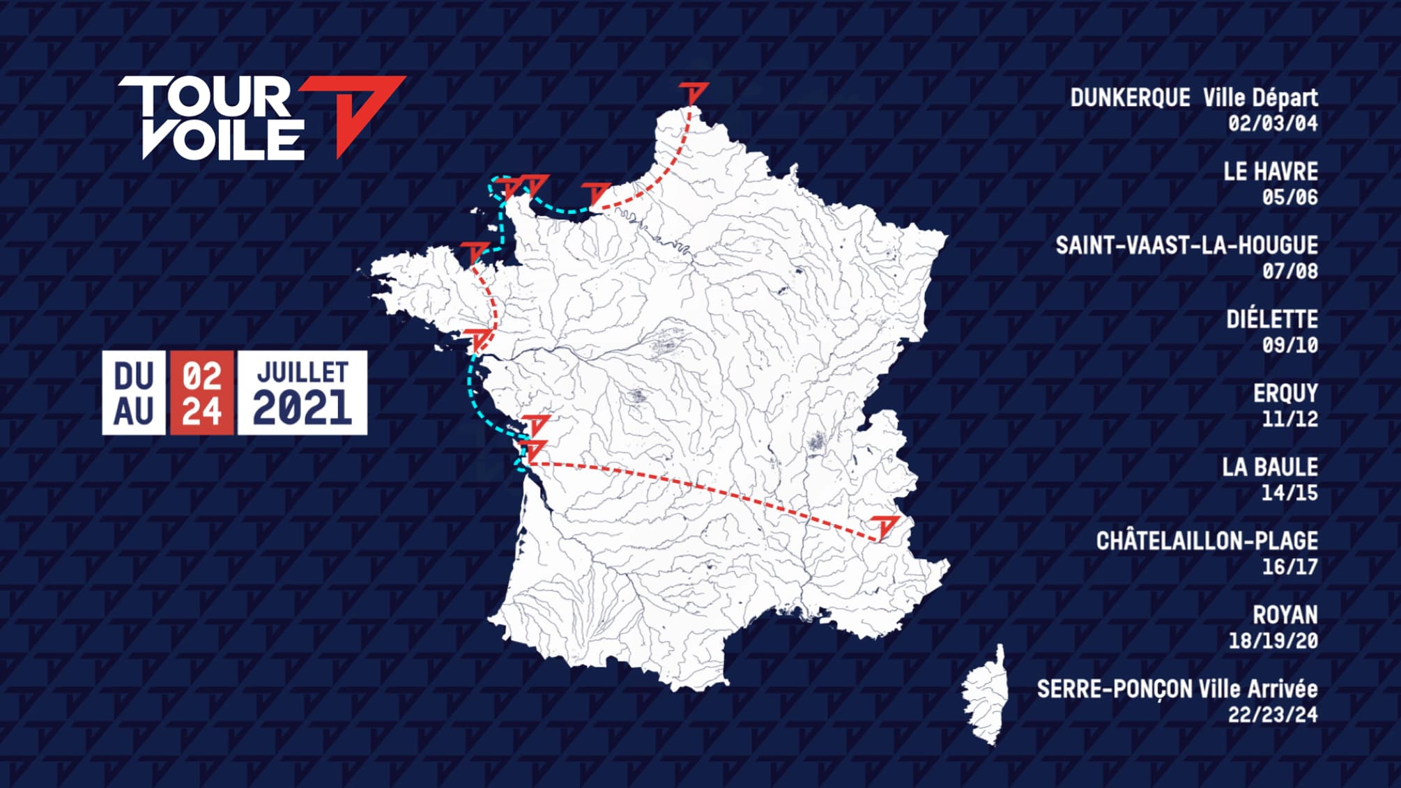 Le parcours du Tour Voile 2021