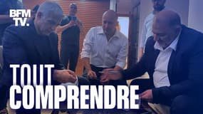 Yaïr Lapid, Naftali Bennett et Mansour Abbas.