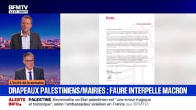 Drapeaux palestiniens sur les mairies: "Je demande au président de la République de rappeler son ministre de l'Intérieur à l'ordre", indique Olivier Faure (PS)