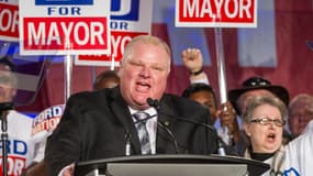 Rob Ford lors d'un meeting de campagne, le 17 avril 2014.